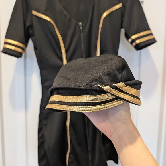 Leg Avenue Elegant Black Stewardess Dress With Matching Hat - Picture 6 of 8
